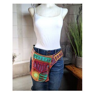 Lakhay's Collection Belt Bag Utility Fanny Pack Boho Patchwork Travel Rave Nepal